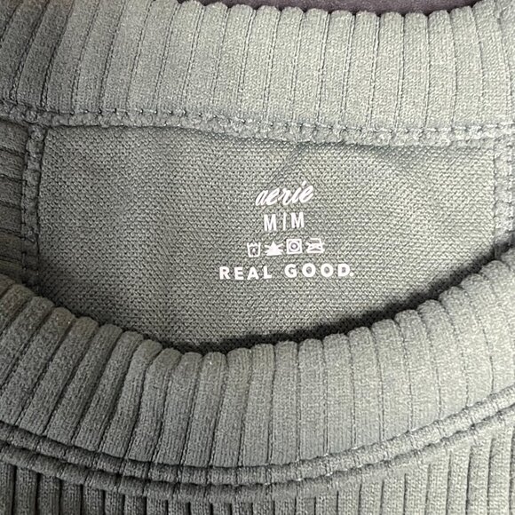 Aerie Ribbed High Neck Crop Tank / Sports Bra – Sage Green – Size M - Picture 3 of 3